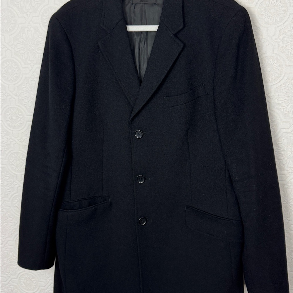 Uniqlo Wool Cashmere Blend Coat Blazer Black Peacoat Size Medium - Picture 4 of 7
